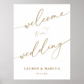 Elegant Gold Calligraphy Wedding Welcome Sign Poster (Voorkant)