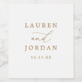 Elegant Gold Calligraphy Wedding Wijn Etiket (Enkel label)