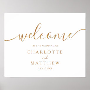 Elegant Gold Calligraphy Welcome Poster Mariage
