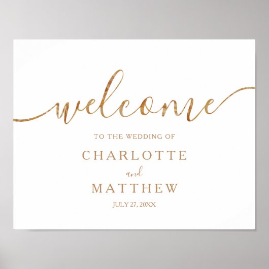 Elegant Gold Calligraphy Welcome Poster Mariage (Devant)
