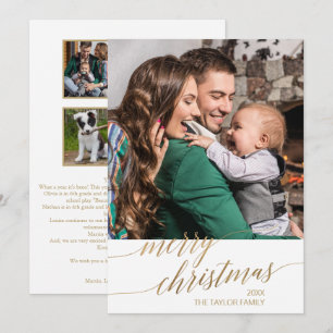 Elegant Gold Calligraphy Year in Review Foto Feestdagenkaart