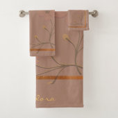 Elegant Gold Chocolate Abstract Floral Bad Handdoek (Insitu)