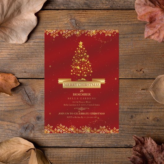 Elégant Gold Christmas Party Invitation