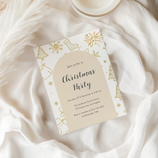 Elégant Gold Christmas Party Invitation