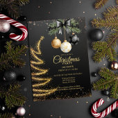 Elegant Gold Christmas Party Invitation Dark