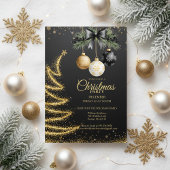 Elegant Gold Christmas Party Invitation Dark