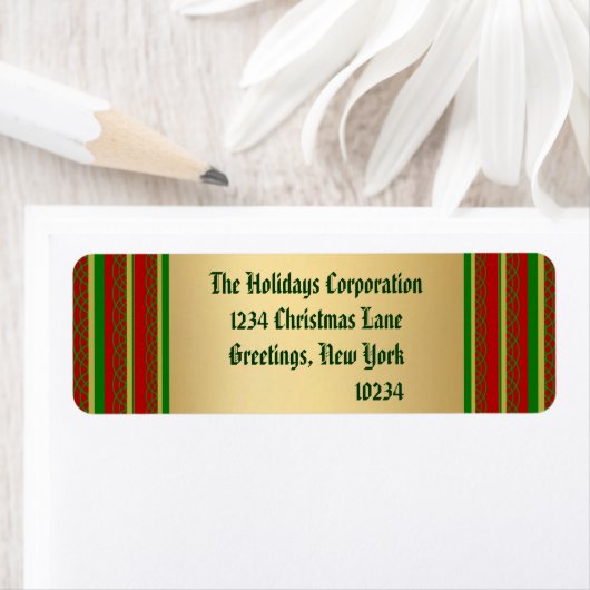 Élégant Gold Christmas Retours Adresse Étiquettes (En situation)