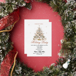 Elegant Gold Christmas Tree Holiday Party  Folie Uitnodiging