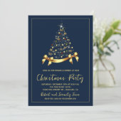 Élégant Gold Christmas Tree Invitation de fête (Debout devant)