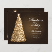 Élégant Gold Christmas Tree Invitation Menu Progra (Devant / Derrière)