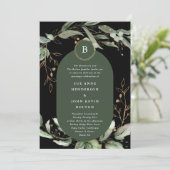 Elegant Gold Circles Eucalyptus Boho Moss Green Kaart (Staand voorkant)