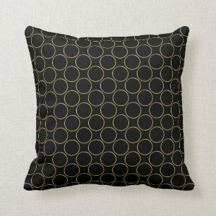 Elegant Gold Circles Pattern Black Sjabloon Modern Kussen