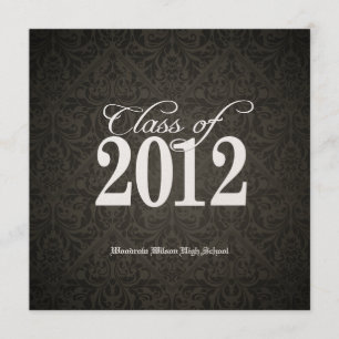 Elegant Gold Class of 2012 Damask Afstuderen Kaart