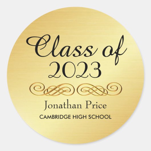 Elegant Gold Class of Afstuderen Envelope Seals Ronde Sticker (Voorkant)