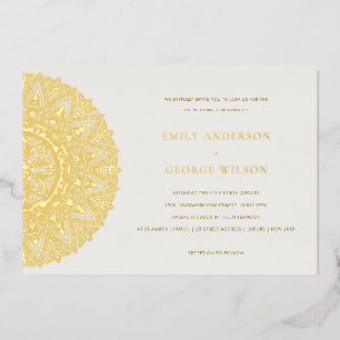 Elegant Gold Classic  Mandala Wedding Invite Folie Uitnodiging