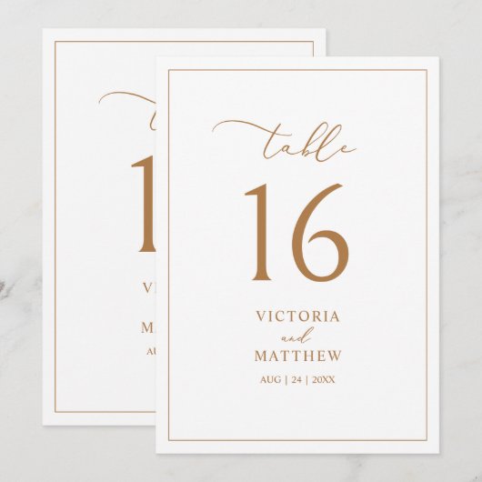 Elegant Gold Clean minimalistisch tafelnummer (Voorkant / Achterkant)