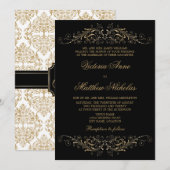 Elegant Gold Color Flourand en Damask Kaart (Voorkant / Achterkant)