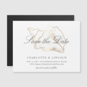 Elegant Gold Conch Shell Wedding Save the Date Magnetische Uitnodiging (Voorkant / Achterkant)