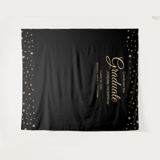 Elegant Gold Confetti Class backdrop afstuderen Wandkleed (Voorkant (horizontaal))