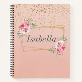 Elegant Gold confetti en lijst spiral notebook Notitieboek