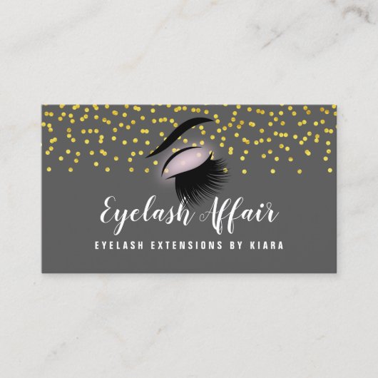 Elegant Gold Confetti Eyelash Extensions Afsprakenkaartje (Voorkant)