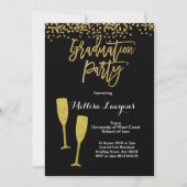 Elégant Gold Confetti Graduation Party Invitation (Devant)