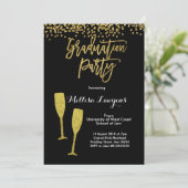 Elégant Gold Confetti Graduation Party Invitation (Debout devant)