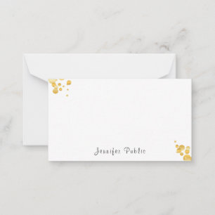 Elegant Gold Confetti Handgeschreven Monogrammen Notitiekaartje