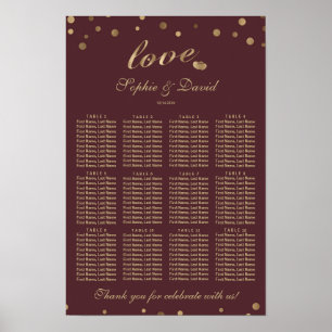 Elegant Gold Confetti Love Burgundy SeedChart Poster