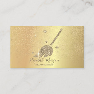 Elegant Gold Confetti Maid Cleaning House Visitekaartje
