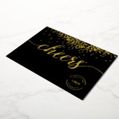Elegant gold confetti on black Cheers logo Folie Feestdagenkaart (Gedraaid)
