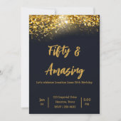 Elegant Gold Confetti op zwart | 50e verjaardag Kaart (Voorkant)