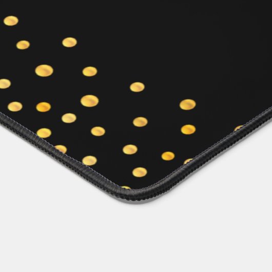 Elegant Gold Confetti op zwart Bureaumat (Hoek)
