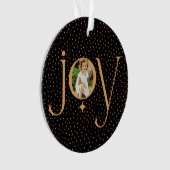 Elegant Gold Confetti Polka Dot Pattern Joy Foto Ornament (voorkant)