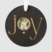 Elegant Gold Confetti Polka Dot Pattern Joy Foto Ornament (voorkant)