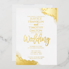 Elegant Gold Corner Border Traditional Wedding Folie Uitnodiging