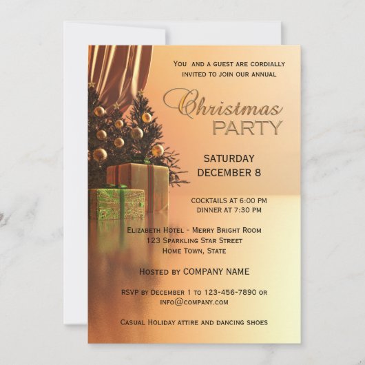 Elegant Gold Corporate Christmas Party Invitation (Devant)