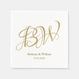 Elegant Gold Couples Monogram Names Initiaal Napki Servet