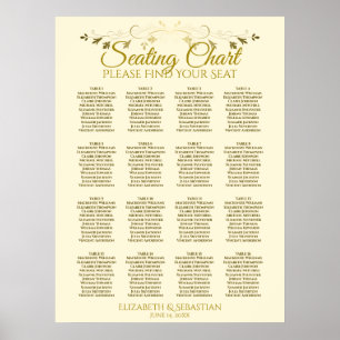 Elegant Gold Cream 16-tabel weddenschap Poster