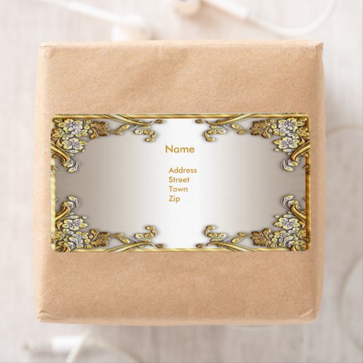 Elegant Gold Cream Label Adres (Insitu)