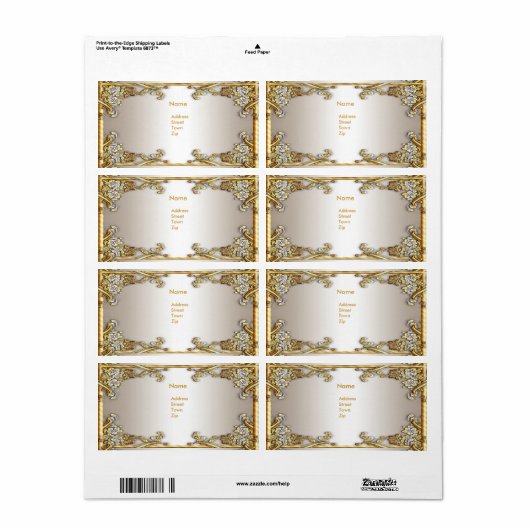 Elegant Gold Cream Label Adres (Full Sheet)