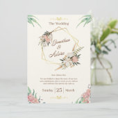 Elegant Gold & Cream Minimalist Wedding Invitation (Debout devant)