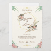 Elegant Gold & Cream Minimalist Wedding Invitation Kaart (Voorkant / Achterkant)