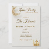 Elegant Gold Crescent Moo, Ramadan Iftar Party  Kaart (Voorkant)