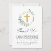 Elegant Gold Cross Eucalyptus Funeral Bedankkaart (Voorkant)