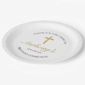 Elegant Gold Cross First Heilige Communie Dank u w Papieren Bordje (Gekanteld)