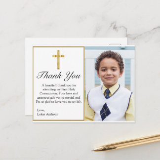 Elegant Gold Cross Foto 1e Communauteit Hartelijk Briefkaart