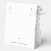 Elegant Gold Cross White Bautizo Personalized Bedankdoosjes (Achterkant)