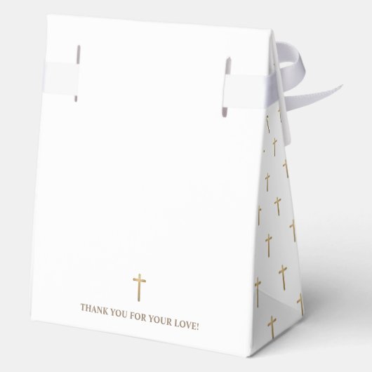 Elegant Gold Cross White Bautizo Personalized Bedankdoosjes (Achterkant)