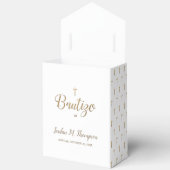 Elegant Gold Cross White Bautizo Personalized Bedankdoosjes (Open)